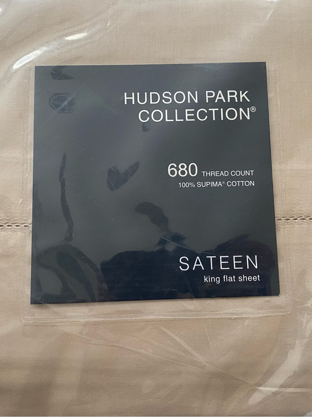 Hudson Park Collection 680-Thread Sateen King Flat Sheet - Taupe